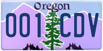 OR license plate 001CDV