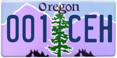 OR license plate 001CEH