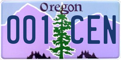 OR license plate 001CEN