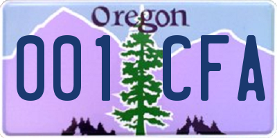 OR license plate 001CFA