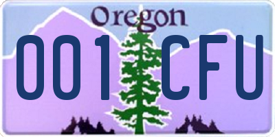 OR license plate 001CFU