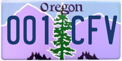 OR license plate 001CFV