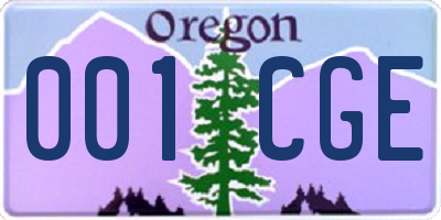 OR license plate 001CGE