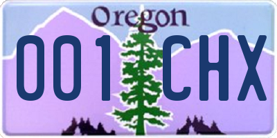 OR license plate 001CHX