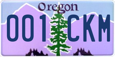 OR license plate 001CKM