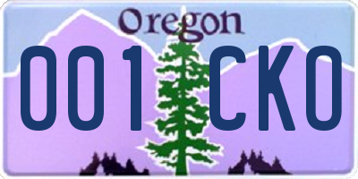 OR license plate 001CKO