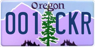 OR license plate 001CKR