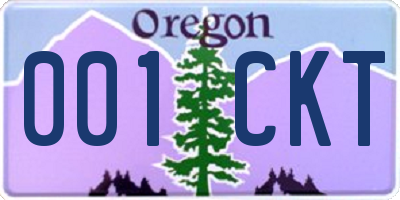 OR license plate 001CKT