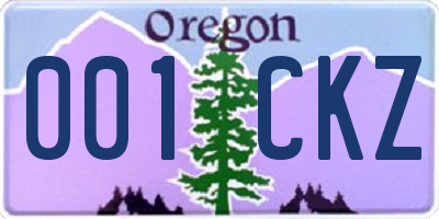 OR license plate 001CKZ
