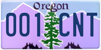 OR license plate 001CNT