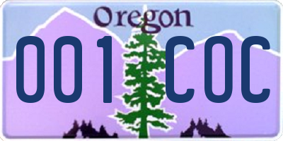 OR license plate 001COC