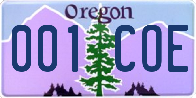 OR license plate 001COE