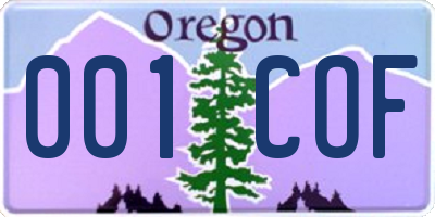OR license plate 001COF
