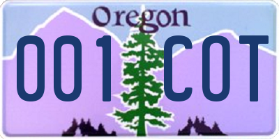 OR license plate 001COT