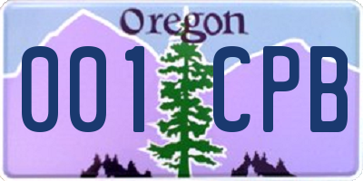 OR license plate 001CPB