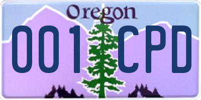 OR license plate 001CPD