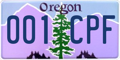 OR license plate 001CPF