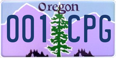 OR license plate 001CPG