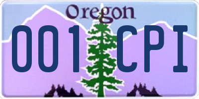 OR license plate 001CPI