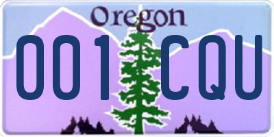 OR license plate 001CQU