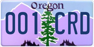 OR license plate 001CRD