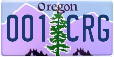 OR license plate 001CRG