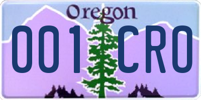 OR license plate 001CRO