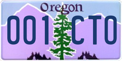 OR license plate 001CTO