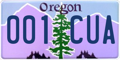 OR license plate 001CUA