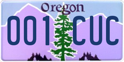OR license plate 001CUC