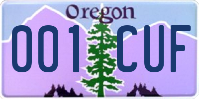 OR license plate 001CUF