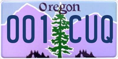 OR license plate 001CUQ