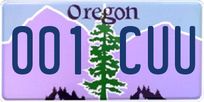 OR license plate 001CUU