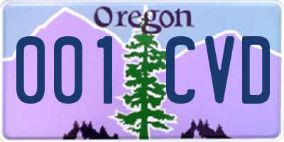 OR license plate 001CVD