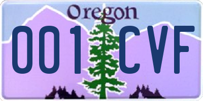 OR license plate 001CVF