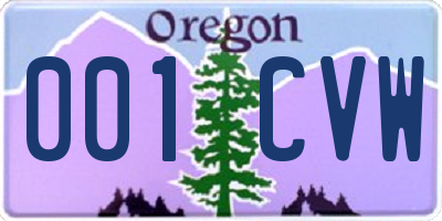OR license plate 001CVW
