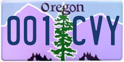 OR license plate 001CVY