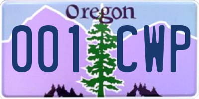 OR license plate 001CWP