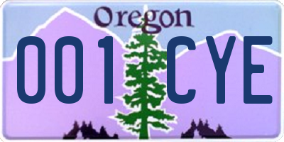 OR license plate 001CYE
