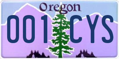 OR license plate 001CYS