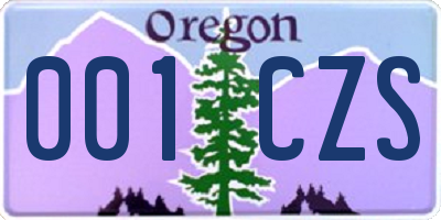 OR license plate 001CZS