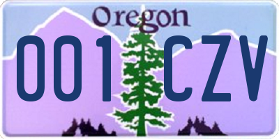 OR license plate 001CZV