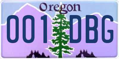 OR license plate 001DBG