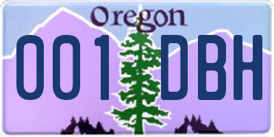 OR license plate 001DBH