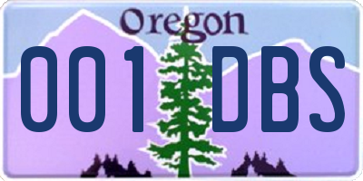 OR license plate 001DBS