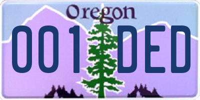 OR license plate 001DED