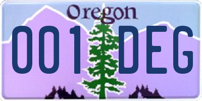 OR license plate 001DEG