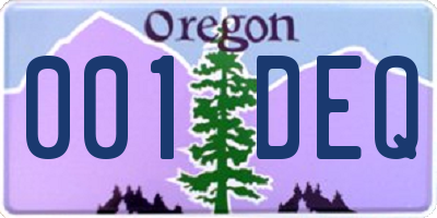 OR license plate 001DEQ
