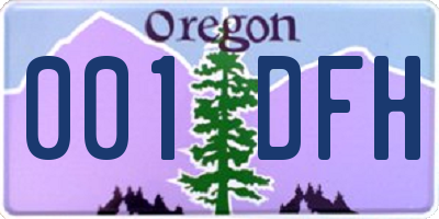 OR license plate 001DFH