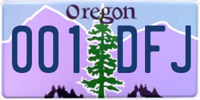 OR license plate 001DFJ